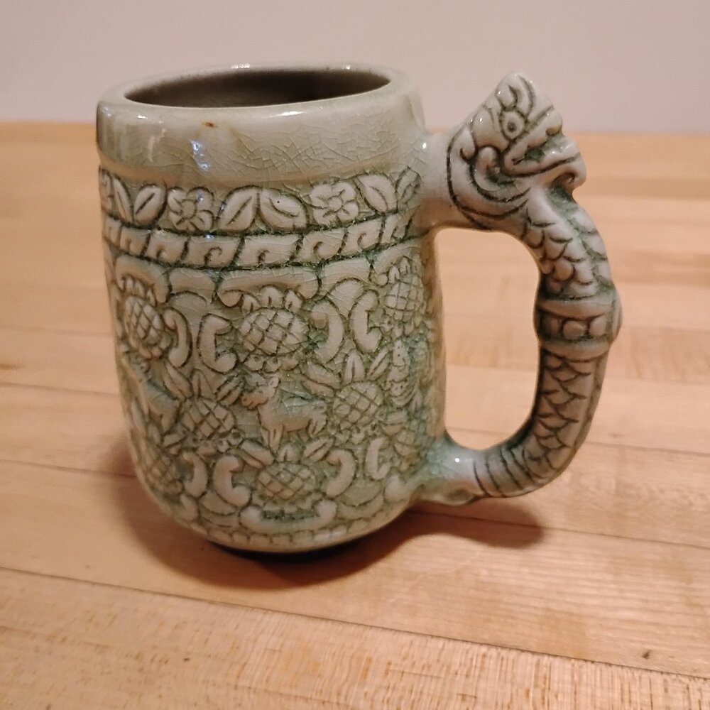 Vintage Thai Celedon Mug